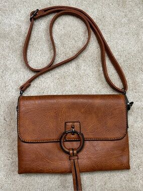 Sam & Hadley Brown Vegan Leather Crossbody Bag